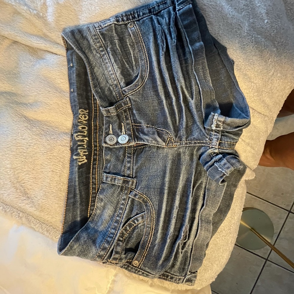 Dark wash denim shorts